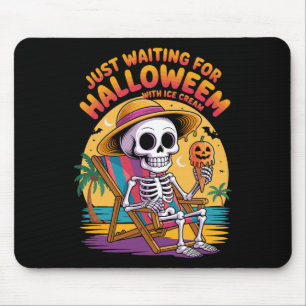 Beach Skeleton With Ice Cream Halloween Summer Cou Mouse Pad