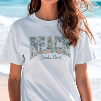 BEACH  Skyline Blue Retro Floral T-Shirt