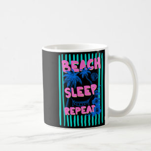 Beach sleep repeat stripes summer vacation coffee mug