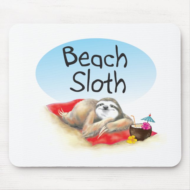 Beach Sloth Mouse Pad (Front)