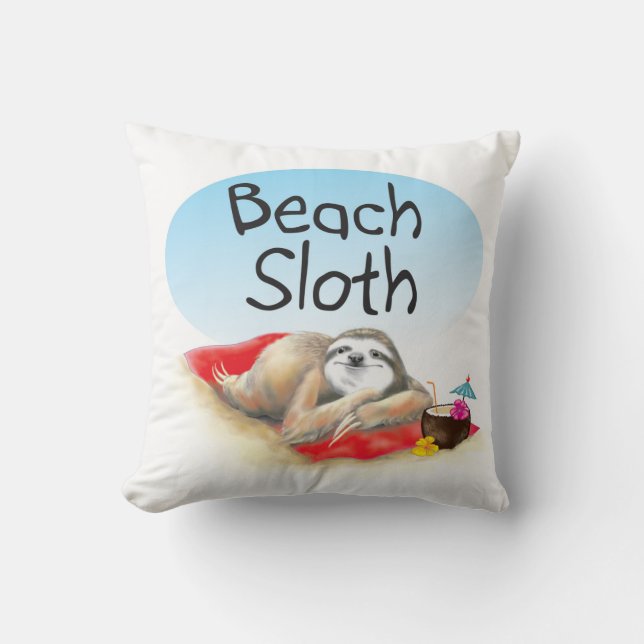 Beach Sloth Pillow (Front)