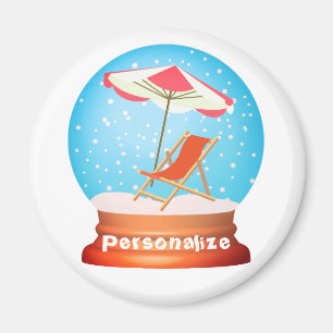 Beach snow globe magnet