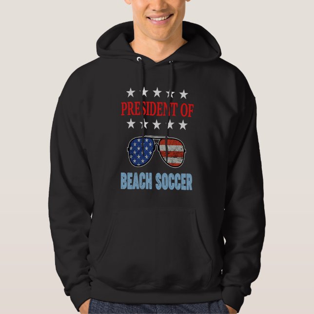 Beach Soccer Accessories  USA Flag Beach Saying Hoodie (Front)