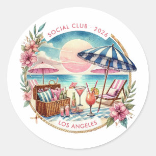 Beach Social Club Bachelorette Weekend Custom Classic Round Sticker