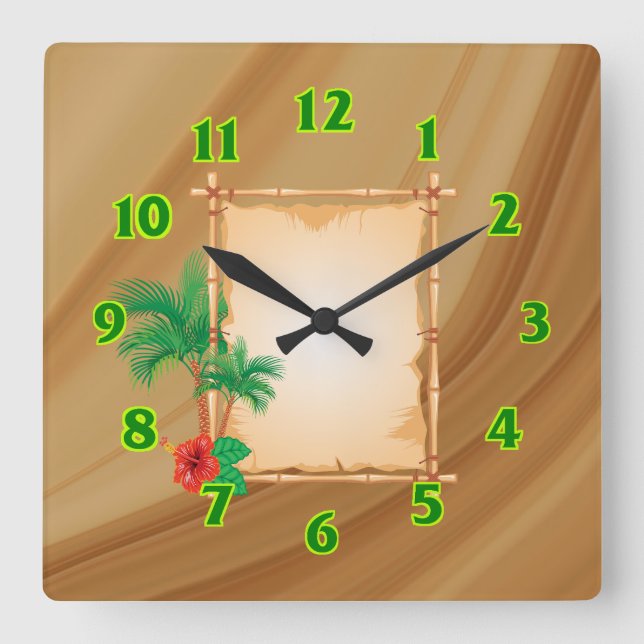 Beach  square wall clock (Front)