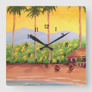 Beach Square Wall Clock