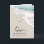 Beach Starfish 20th Anniversary Card<br><div class="desc">Pair of starfish on beach sand for 20th wedding anniversary.
The anniversary year can be changed.</div>