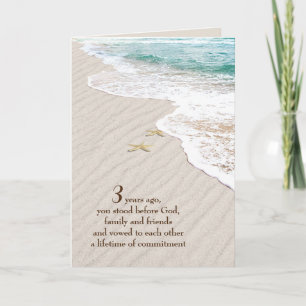 Beach Starfish 3rd Anniversary Card