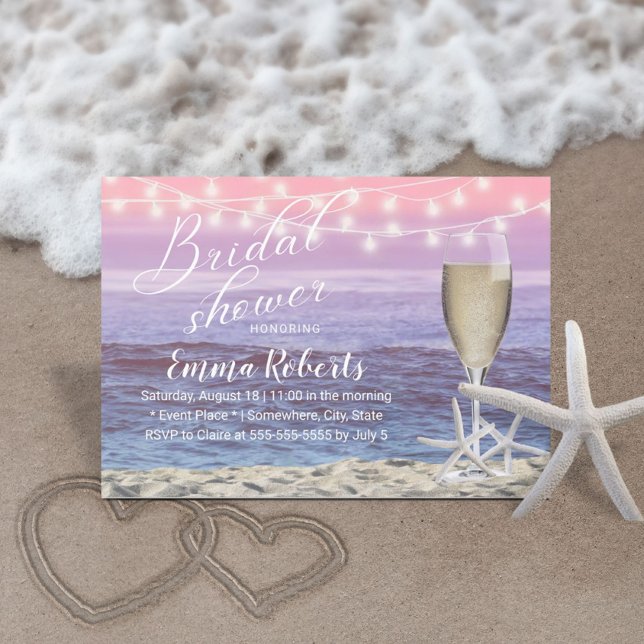 Beach Starfish Brunch & Bubbly Bridal Shower Invitation (Creator Uploaded)