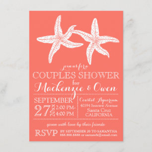 Beach Starfish Couples Wedding Bridal Shower Invitation