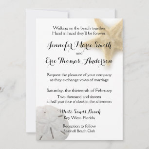 Beach Starfish Sand Dollar Wedding Invitation