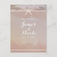 Beach Starfish Taupe Tan Engagement Save the Date