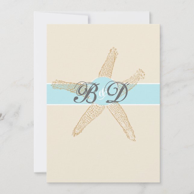 Beach Starfish Wedding Invitation (Front)
