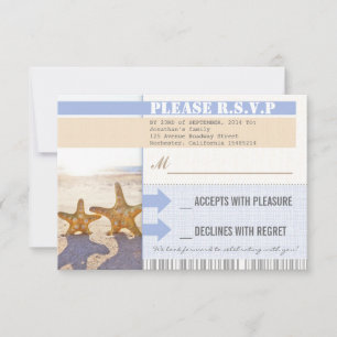 beach starfish wedding rsvp tickets card
