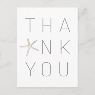 Beach Starfish White Minimal Elegant Thank You Postcard