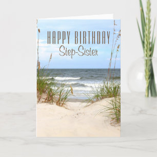 Beach Step-Sister Birthday Card