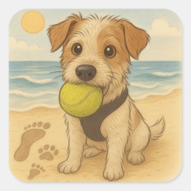 Beach Sticker Peggy the Jack Russell  (Front)
