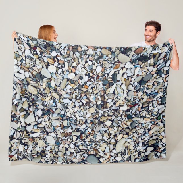 Beach Stones Pebbles Fleece Blanket (In Situ)