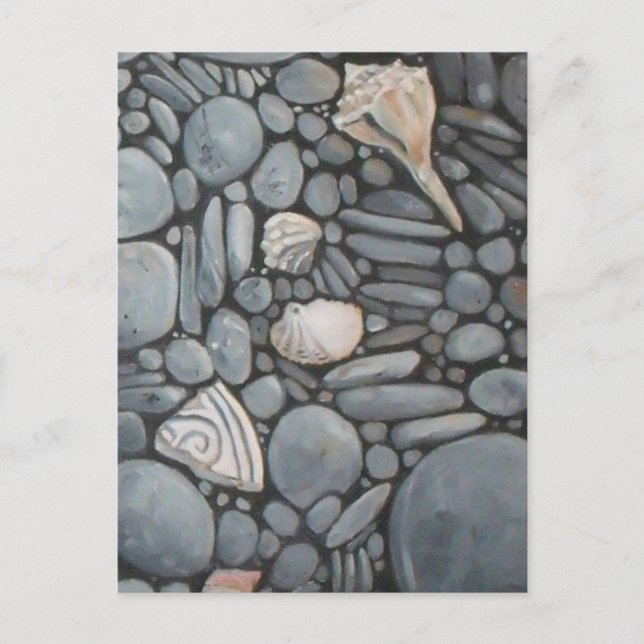 Beach Stones Shells Pebbles Rocks Painting Art Postcard (Front)