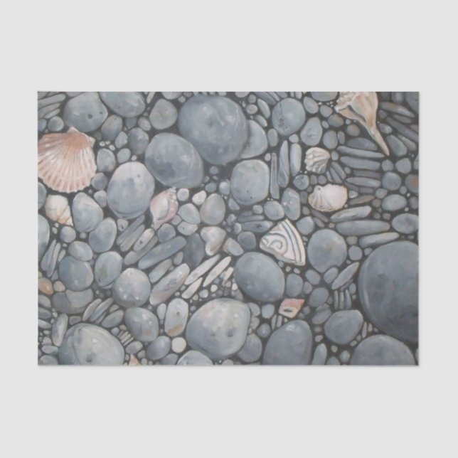 Beach Stones Shells Pebbles Rocks Painting Art Tissue Paper (Front)