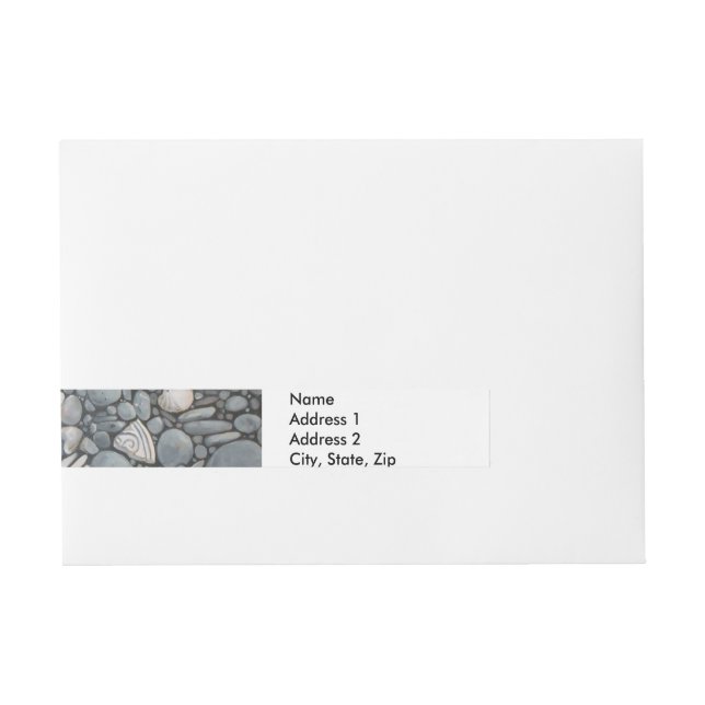 Beach Stones Shells Pebbles Rocks Painting Art Wraparound Address Label (Front)