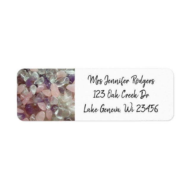 Beach Stones White and Purple Gems Return Address Label (Front)