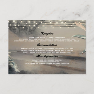 Beach String Lights Wedding Information Guest Card