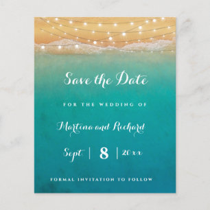 Beach String Lights Wedding Save the Date Cards