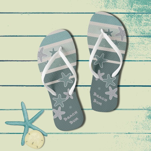 Beach Stripes and Starfish Flip Flops (Creator Uploaded)