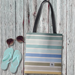 Beach Stripes Monogram Tote Bag