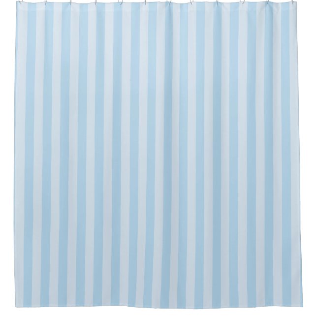 Beach Style Light Blue Striped Shower Curtain (Front)