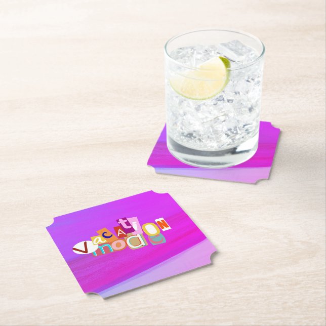 Beach Style Retro Vacay Mode  Paper Coaster (Insitu)