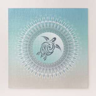 Beach  Style Turtle and Mandala Jigsaw Puzzle