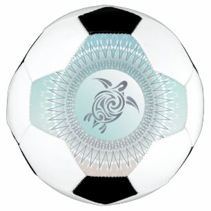 Beach  Style Turtle and Mandala Soccer Ball