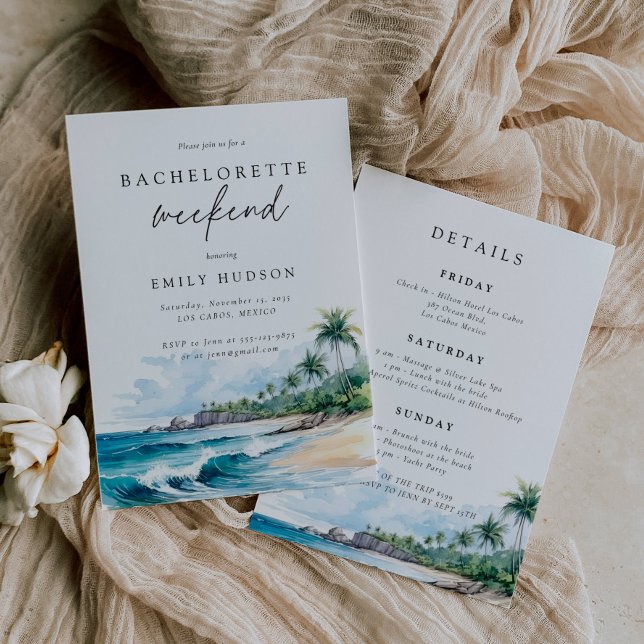 Beach Summer Bachelorette Weekend Itinerary Invitation (Creator Uploaded)