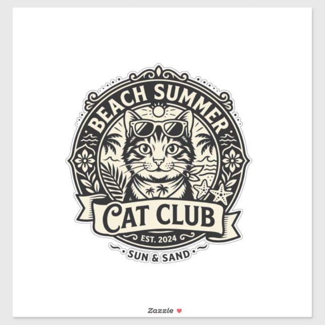 Beach Summer Cat Funny Cat Graphic - Beach Summer  (Sheet)