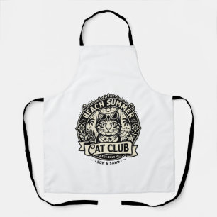 Beach Summer Cat Funny Cat Graphic - Beach Summer Apron