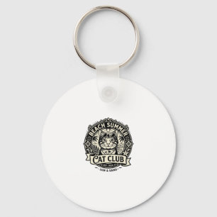 Beach Summer Cat Funny Cat Graphic - Beach Summer Key Ring