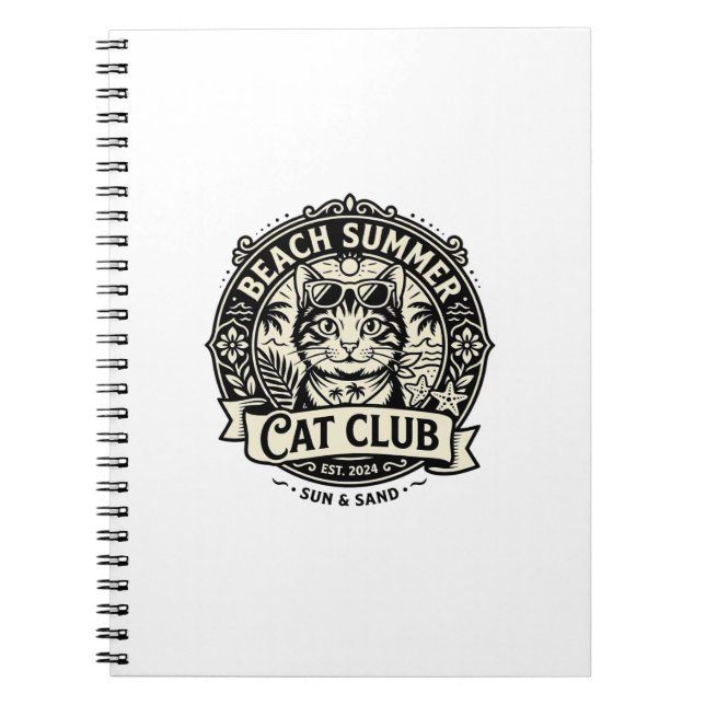 Beach Summer Cat Funny Cat Graphic - Beach Summer  Notebook (Front)