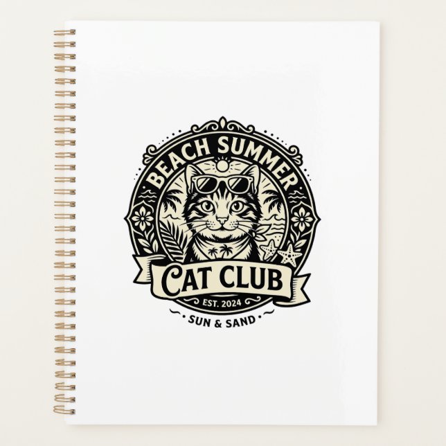 Beach Summer Cat Funny Cat Graphic - Beach Summer  Planner (Front)