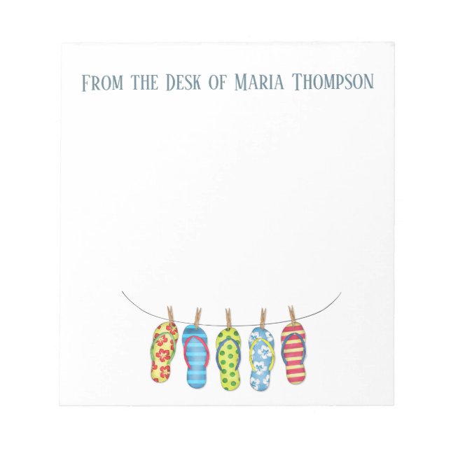 Beach Summer Flip Flops Trendy Stylish Notepad (Front)