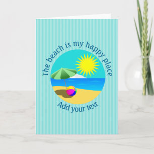Beach, Summer, Happy Place Personalised Card