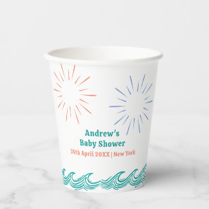Beach Summer Here Comes The Son Baby Shower  Paper Cups
