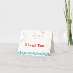 Beach Summer Here Comes The Son Baby Shower Thank You Card
