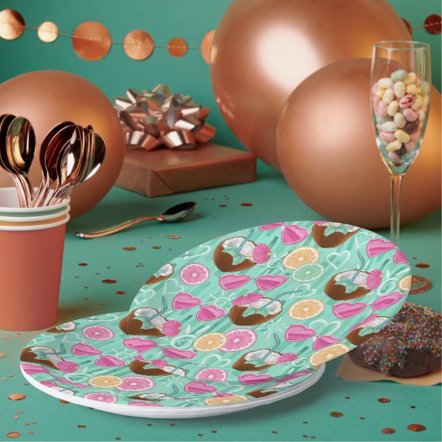 Beach Summer Pattern  Paper Plate (Multi)