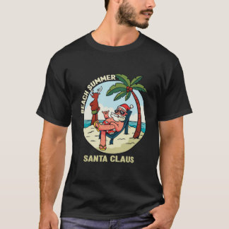Beach Summer Santa Claus Funny Christmas T-Shirt