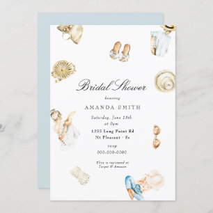 Beach Summer Seashore Watercolor Bridal Shower Invitation