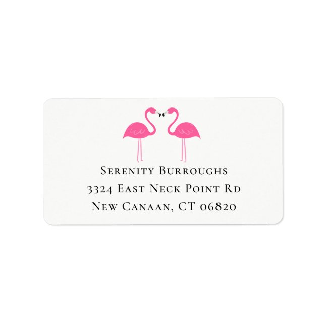 Beach Summer Tropical Cute Pink Flamingos Label (Front)