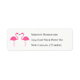 Beach Summer Tropical Cute Pink Flamingos Label Return Address Label