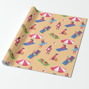 beach summer vacation surfing sunbathing sand wrapping paper